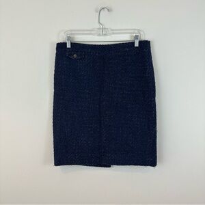 J Crew The Pencil Skirt Womens 10 Navy Blue Wool Lined Knee Length Career Wear